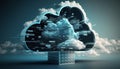 Cloud computing concept as a technology metaphor for data storage. Generative AI Royalty Free Stock Photo