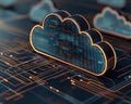 Cloud Computing Concept, Cloud Backup, Machine Learning, Digital Cloud Concept with Data Patterns on Circuit Board Background Royalty Free Stock Photo