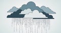 Cloud Computing Concept Binary Data Falling Like Rain from Clouds Royalty Free Stock Photo