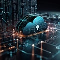 Cloud computing concept, blockchain, cyber security, locked, cloud computing diagram, network data storage, technology Royalty Free Stock Photo