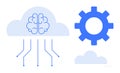 Cloud Computing Concept with Brain, Gear, and Circuit Connections for AI and Automation Themes Royalty Free Stock Photo