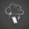 Cloud Computing Concept With Cellphone Vector Chalkboard Drawing