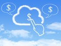 Cloud Computing Concept.click finger Make money cloud shape