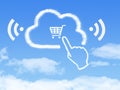 Cloud Computing Concept.Click shopping cart cloud shape