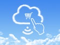 Cloud Computing Concept.Click shopping cart cloud shape