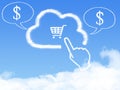 Cloud Computing Concept.Click shopping cart cloud shape