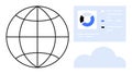 Global Networking and Cloud Data Concept with Analytics Dashboard and Globe Icon Royalty Free Stock Photo