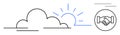 Cloud Computing and Partnership Concept with Sunburst and Handshake Symbol Royalty Free Stock Photo