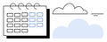 Cloud Computing and Scheduling Concept with Calendar and Cloud Symbols Royalty Free Stock Photo