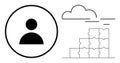 User Profile Icon with Cloud Computing and Puzzle Pieces Concept for Collaborative Solutions Royalty Free Stock Photo