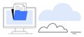 Cloud Computing and File Management Concept with Computer Screen and Digital Folder Royalty Free Stock Photo