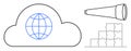 Cloud Computing Concept with Global Network, Vision, and Collaboration Puzzle Elements Royalty Free Stock Photo