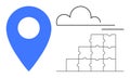 Cloud Computing and Location Symbol with Puzzle Blocks Connectivity and System Integration Royalty Free Stock Photo