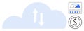 Cloud Computing Concept with Data Transfer, Performance Rating, and Financial Icon Royalty Free Stock Photo