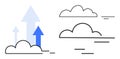 Cloud Computing Growth Concept with Upward Arrows and Cloud Shapes Digital Progress Royalty Free Stock Photo