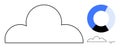 Cloud Computing Concept with Pie Chart and Minimalist Illustration of Cloud Services Royalty Free Stock Photo