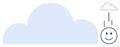 Cloud Computing Concept with Cloud Icon and happy Face Data Transfer or Download Process Royalty Free Stock Photo