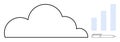Cloud technology concept with data analysis bar chart and pen digital solutions and communication Royalty Free Stock Photo