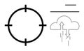 Cloud Computing and Data Synchronization Concept with Target Symbol and Cloud Icon Royalty Free Stock Photo
