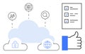 Cloud Computing Concept with Security, Global Access, File Sharing, and Approval Checklist Royalty Free Stock Photo