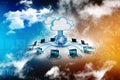 Cloud computing concept, Cloud Network. 3d rendering Royalty Free Stock Photo