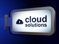 Cloud computing concept: Cloud Solutions and Cloud With Keyhole on billboard background Royalty Free Stock Photo