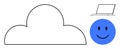 Cloud Computing Concept with Cloud Outline, Laptop, and happy Face Icon Royalty Free Stock Photo