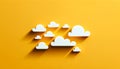Cloud computing concept, clouds on yellow color sky Royalty Free Stock Photo