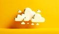 Cloud computing concept, clouds on yellow color sky Royalty Free Stock Photo