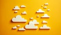 Cloud computing concept, clouds on yellow color sky Royalty Free Stock Photo