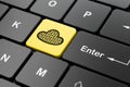 Cloud computing concept: Cloud With Code on computer keyboard background Royalty Free Stock Photo