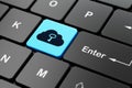 Cloud computing concept: Cloud With Key on computer keyboard background Royalty Free Stock Photo