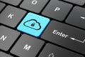 Cloud computing concept: Cloud With Padlock on computer keyboard background Royalty Free Stock Photo