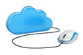 Cloud computing concept with computer mouse, 3D rendering Royalty Free Stock Photo