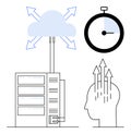 Cloud Computing Concept with Data Server, Stopwatch, and Innovation Symbols for Technology Royalty Free Stock Photo