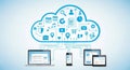 Cloud computing concept connecting devices and data for digital transformation business solutions Royalty Free Stock Photo