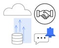 Cloud Computing and Collaboration with Data Storage and Communication Symbols Royalty Free Stock Photo