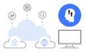 Cloud Computing Concept with Security, Communication, Web Connectivity, and Data Visualization Icons Royalty Free Stock Photo