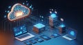 Cloud computing concept with devices and data storage connected online Royalty Free Stock Photo