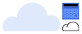 Cloud Computing Concept with Digital Calculator and Cloud Shapes for Data Storage and Technology Royalty Free Stock Photo