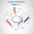 Cloud computing concept with doodle skeches infographics Royalty Free Stock Photo