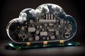 Cloud computing concept. Electronic components circuit board in shape of cloud. Cloud storage Royalty Free Stock Photo