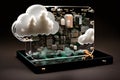 Cloud computing concept. Electronic components circuit board in shape of cloud. Cloud storage Royalty Free Stock Photo