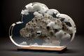 Cloud computing concept. Electronic components circuit board in shape of cloud. Cloud storage Royalty Free Stock Photo