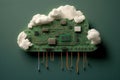 Cloud computing concept. Electronic components circuit board in shape of cloud. Cloud storage Royalty Free Stock Photo