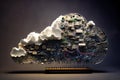 Cloud computing concept. Electronic components circuit board in shape of cloud. Cloud storage. Generative AI Royalty Free Stock Photo