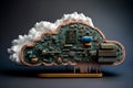Cloud computing concept. Electronic components circuit board in shape of cloud. Cloud storage. Generative AI Royalty Free Stock Photo
