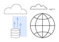 Cloud Data Storage and Global Network Concept with Arrows and Minimalist Design Elements Royalty Free Stock Photo