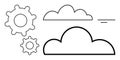 Cloud Computing Concept with Gear Symbols and Minimal Design Elements for Technology Royalty Free Stock Photo