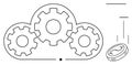 Cloud Computing Concept with Gears and Coin Indicating Technology and Financial Integration Royalty Free Stock Photo